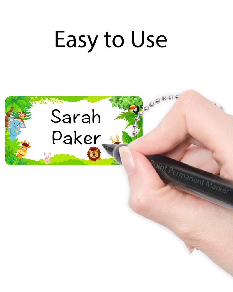 CHUBBIEE Child ID Bag Tags, Write-On Kids Name Tags for Backpack, Lunchbox & Diaper Bag, Great for Preschool & Daycare, Pack of 6 (Green Forest) - Image 4